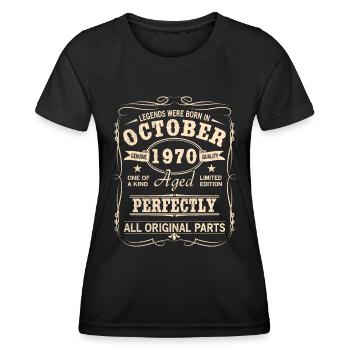 Millésime Octobre 1970 Anniversaire - T-shirt sport Femme - noir - Devant - AI Model Female 172 light (172cm)