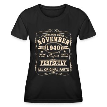 Millésime Novembre 1940 Anniversaire - T-shirt sport Femme - noir - Devant - AI Model Female 172 light (172cm)