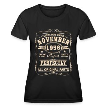 Vintage November 1956 Geburtstag - Frauen Funktions-T-Shirt - Schwarz - Vorne - AI Model Female 172 light (172cm)