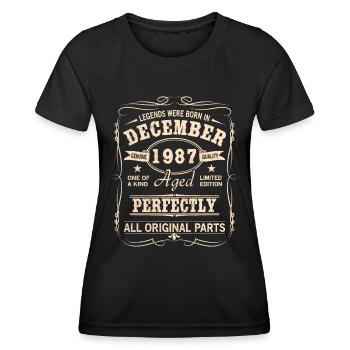 Vintage December 1987 Birthday - Women's Functional T-Shirt - black - Front - AI Model Female 172 light (172cm)