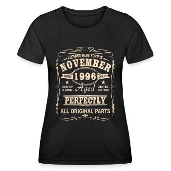 Vintage November 1996 Birthday - Women's Functional T-Shirt - black - Front - AI Model Female 172 light (172cm)