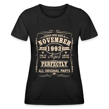 Millésime novembre 1992 anniversaire - T-shirt sport Femme - noir - Devant - AI Model Female 172 light (172cm)