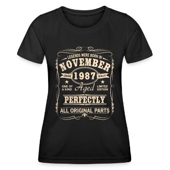 Vintage November 1987 Birthday - Women's Functional T-Shirt - black - Front - AI Model Female 172 light (172cm)