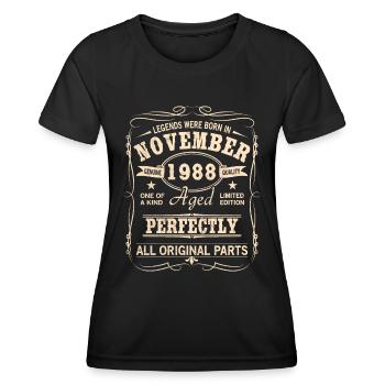 Vintage November 1988 Birthday - Women's Functional T-Shirt - black - Front - AI Model Female 172 light (172cm)
