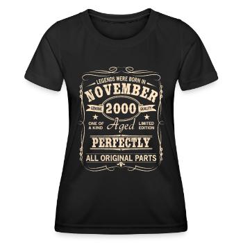 Millésime Novembre 2000 Anniversaire - T-shirt sport Femme - noir - Devant - AI Model Female 172 light (172cm)