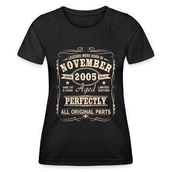 Millésime Novembre 2005 Anniversaire - T-shirt sport Femme - noir - Devant - AI Model Female 172 light (172cm)