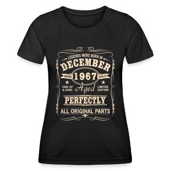 Millésime Décembre 1967 Anniversaire - T-shirt sport Femme - noir - Devant - AI Model Female 172 light (172cm)