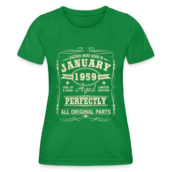 Vintage January January 1959 Birthday - Women's Functional T-Shirt - kelly green - Front - AI Model Female 172 dark (172cm)