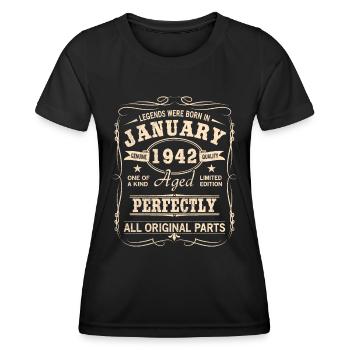 Vintage January January 1942 Birthday - Women's Functional T-Shirt - black - Front - AI Model Female 172 light (172cm)