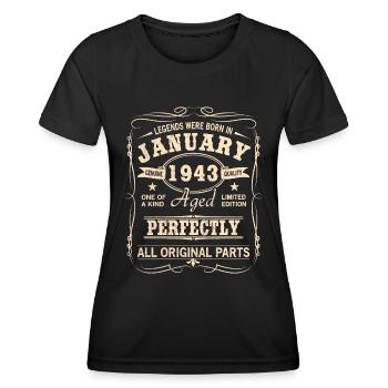 Millésime Janvier Janvier 1943 Anniversaire - T-shirt sport Femme - noir - Devant - AI Model Female 172 light (172cm)