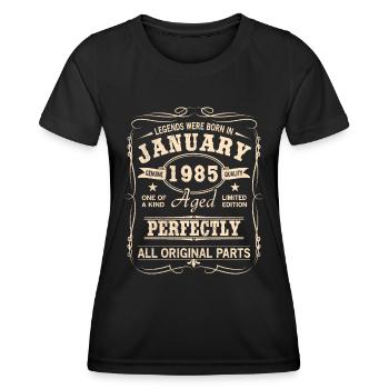 Millésime Janvier Janvier 1985 Anniversaire - T-shirt sport Femme - noir - Devant - AI Model Female 172 light (172cm)
