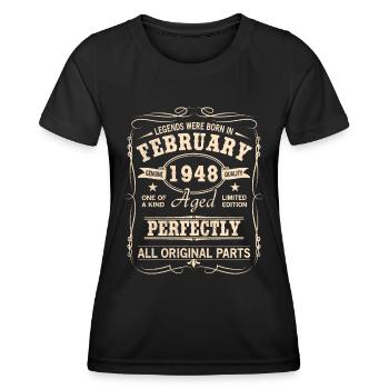 Millésime février 1948 anniversaire - T-shirt sport Femme - noir - Devant - AI Model Female 172 light (172cm)