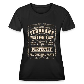 Vintage Februar 1951 Geburtstag - Frauen Funktions-T-Shirt - Schwarz - Vorne - AI Model Female 172 light (172cm)