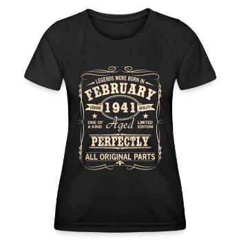Vintage February 1941 Birthday - Women's Functional T-Shirt - black - Front - AI Model Female 172 light (172cm)