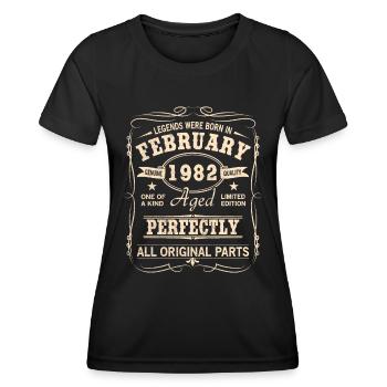 Millésime février 1982 anniversaire - T-shirt sport Femme - noir - Devant - AI Model Female 172 light (172cm)