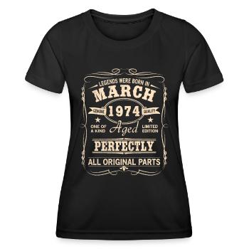 Vintage March 1974 Birthday - Women's Functional T-Shirt - black - Front - AI Model Female 172 light (172cm)