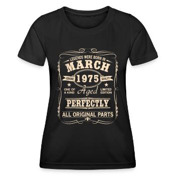 Millésime Mars 1975 Anniversaire - T-shirt sport Femme - noir - Devant - AI Model Female 172 light (172cm)