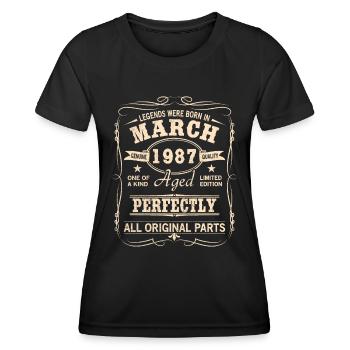 Vintage March 1987 Birthday - Women's Functional T-Shirt - black - Front - AI Model Female 172 light (172cm)