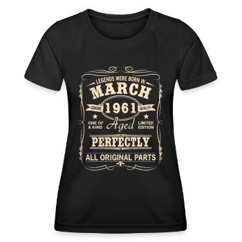 Vintage March 1961 Birthday - Women's Functional T-Shirt - black - Front - AI Model Female 172 light (172cm)