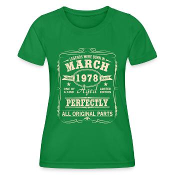 Vintage March 1978 Birthday - Women's Functional T-Shirt - kelly green - Front - AI Model Female 172 dark (172cm)