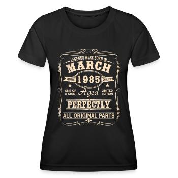 Millésime Mars 1985 Anniversaire - T-shirt sport Femme - noir - Devant - AI Model Female 172 light (172cm)