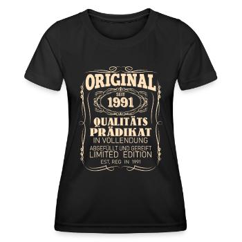 Vintage Original 1991 Geboren Jahrgang 1991 - Frauen Funktions-T-Shirt - Schwarz - Vorne - AI Model Female 172 light (172cm)
