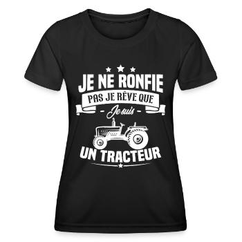 Je ne ronfle pas je rêve que je suis un tracteur - T-shirt sport Femme - noir - Devant - AI Model Female 172 light (172cm)