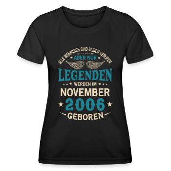 All people are born equal November 2006 - Women's Functional T-Shirt - black - Front - AI Model Female 172 light (172cm)