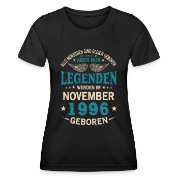 All Men Are Equal Born November 1996 - Women's Functional T-Shirt - black - Front - AI Model Female 172 light (172cm)