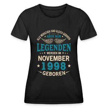 All people are born equal November 1998 - Women's Functional T-Shirt - black - Front - AI Model Female 172 light (172cm)