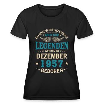 All people are born equal December 1957 - Women's Functional T-Shirt - black - Front - AI Model Female 172 light (172cm)