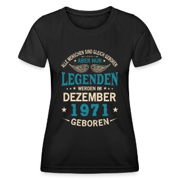 All people are born equal December 1971 - Women's Functional T-Shirt - black - Front - AI Model Female 172 light (172cm)