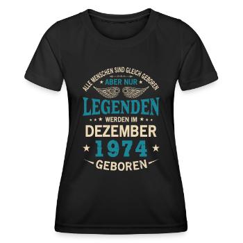 All people are born equal December 1974 - Women's Functional T-Shirt - black - Front - AI Model Female 172 light (172cm)