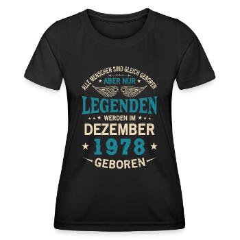 All people are born equal December 1978 - Women's Functional T-Shirt - black - Front - AI Model Female 172 light (172cm)
