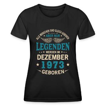 All people are born equal December 1973 - Women's Functional T-Shirt - black - Front - AI Model Female 172 light (172cm)