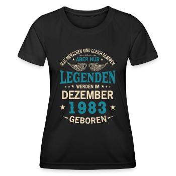 All people are born equal December 1983 - Women's Functional T-Shirt - black - Front - AI Model Female 172 light (172cm)
