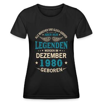 All people are born equal December 1980 - Women's Functional T-Shirt - black - Front - AI Model Female 172 light (172cm)