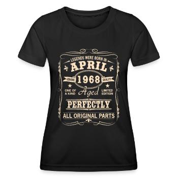Millésime Avril 1968 Anniversaire - T-shirt sport Femme - noir - Devant - AI Model Female 172 light (172cm)
