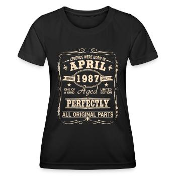 Vintage April 1987 Birthday - Women's Functional T-Shirt - black - Front - AI Model Female 172 light (172cm)