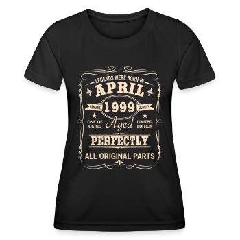 Millésime Avril 1999 Anniversaire - T-shirt sport Femme - noir - Devant - AI Model Female 172 light (172cm)