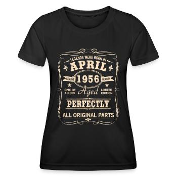 Vintage April 1956 Geburtstag - Frauen Funktions-T-Shirt - Schwarz - Vorne - AI Model Female 172 light (172cm)