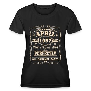 Vintage April 1957 Birthday - Women's Functional T-Shirt - black - Front - AI Model Female 172 light (172cm)