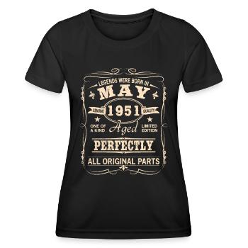 Vintage Mai 1951 Geburtstag - Frauen Funktions-T-Shirt - Schwarz - Vorne - AI Model Female 172 light (172cm)