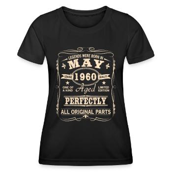 Millésime Mai 1960 Anniversaire - T-shirt sport Femme - noir - Devant - AI Model Female 172 light (172cm)