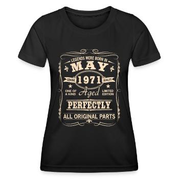 Millésime mai 1971 Anniversaire - T-shirt sport Femme - noir - Devant - AI Model Female 172 light (172cm)