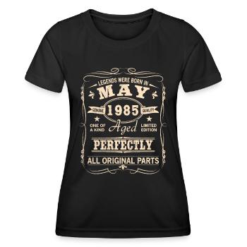 Millésime Mai 1985 Anniversaire - T-shirt sport Femme - noir - Devant - AI Model Female 172 light (172cm)