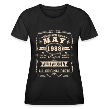 Vintage May 1988 Birthday - Women's Functional T-Shirt - black - Front - AI Model Female 172 light (172cm)