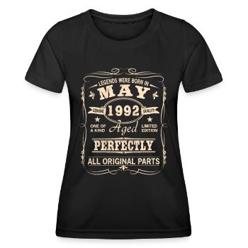 Millésime mai 1992 Anniversaire - T-shirt sport Femme - noir - Devant - AI Model Female 172 light (172cm)