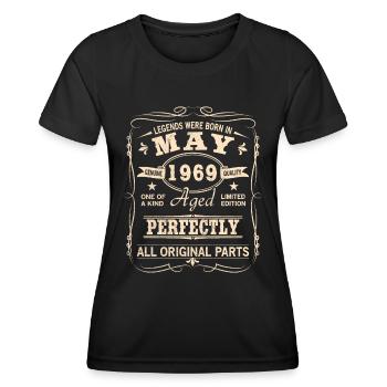 Millésime mai 1969 Anniversaire - T-shirt sport Femme - noir - Devant - AI Model Female 172 light (172cm)