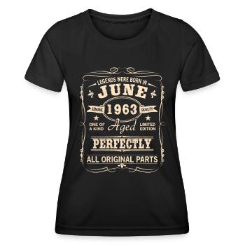 Millésime Juin 1963 Anniversaire - T-shirt sport Femme - noir - Devant - AI Model Female 172 light (172cm)